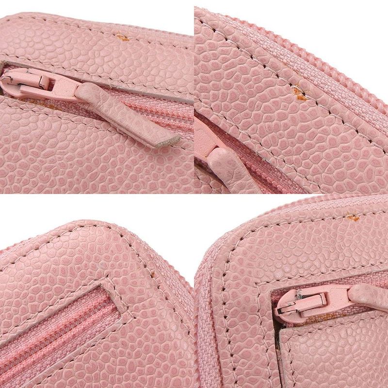 Chanel Round Zipper Long Wallet Caviar Skin 9th Coco Mark Long Wallet Leather