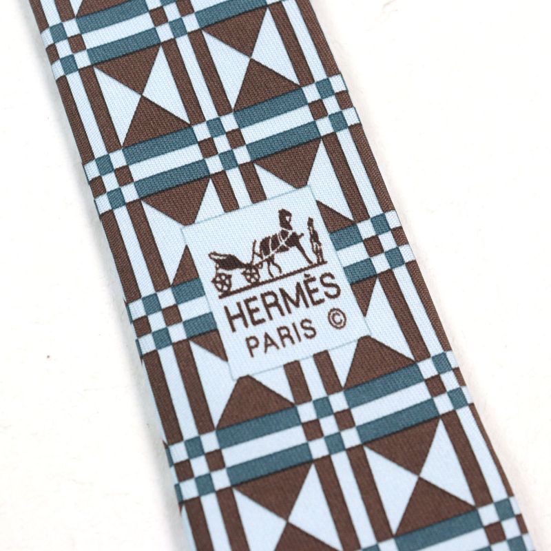 Hermes Cravate 100% Silk Art Deco Geometric Pattern Tie Multicolor With Box