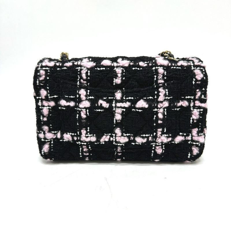 Chanel Shoulder Bag Mini Matelasse Mini Tweed Black