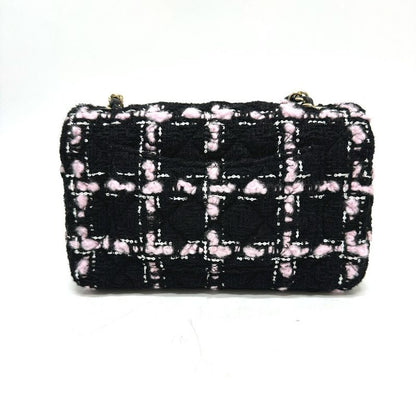Chanel Shoulder Bag Mini Matelasse Mini Tweed Black