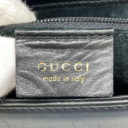 Gucci 001 1998 Handbag Bamboo 2WAY Leather Gold Hardware Black Ladies Formal