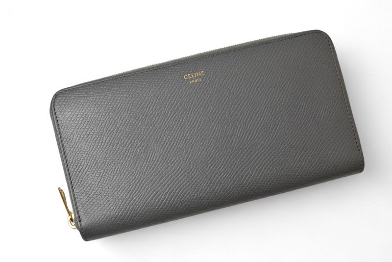 Celine Wallet Celine Long Wallet Large Zipped Calfskin Gray 10b553el.09