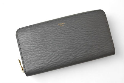 Celine Wallet Celine Long Wallet Large Zipped Calfskin Gray 10b553el.09