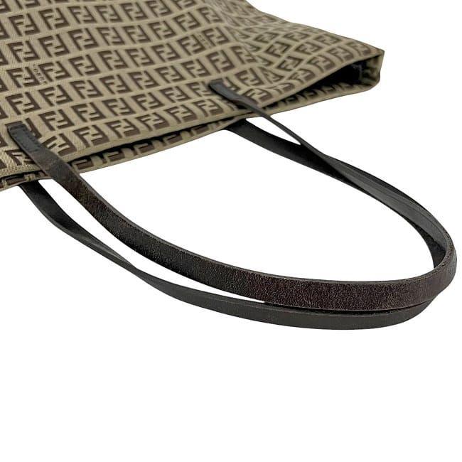 Fendi Tote Bag Beige Brown Zucchino 8bh025 Excellent Condition