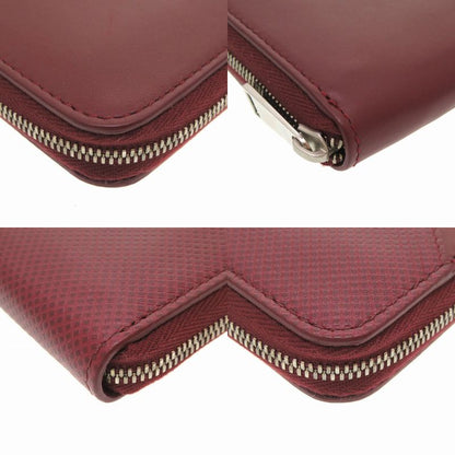 Bottega Veneta Marco Polo Leather Bordeaux 573431 Round Zipper Long Wallet Red