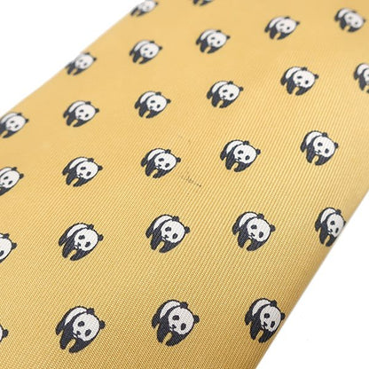 Hermes Necktie Animal Print 9cm (3.54in) Silk Yellow Panda
