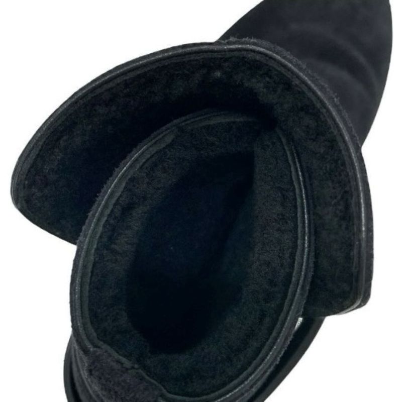 Hermes Veo Boots Short Boots Shoes Suede Mouton Black Silver Kelly Hardware