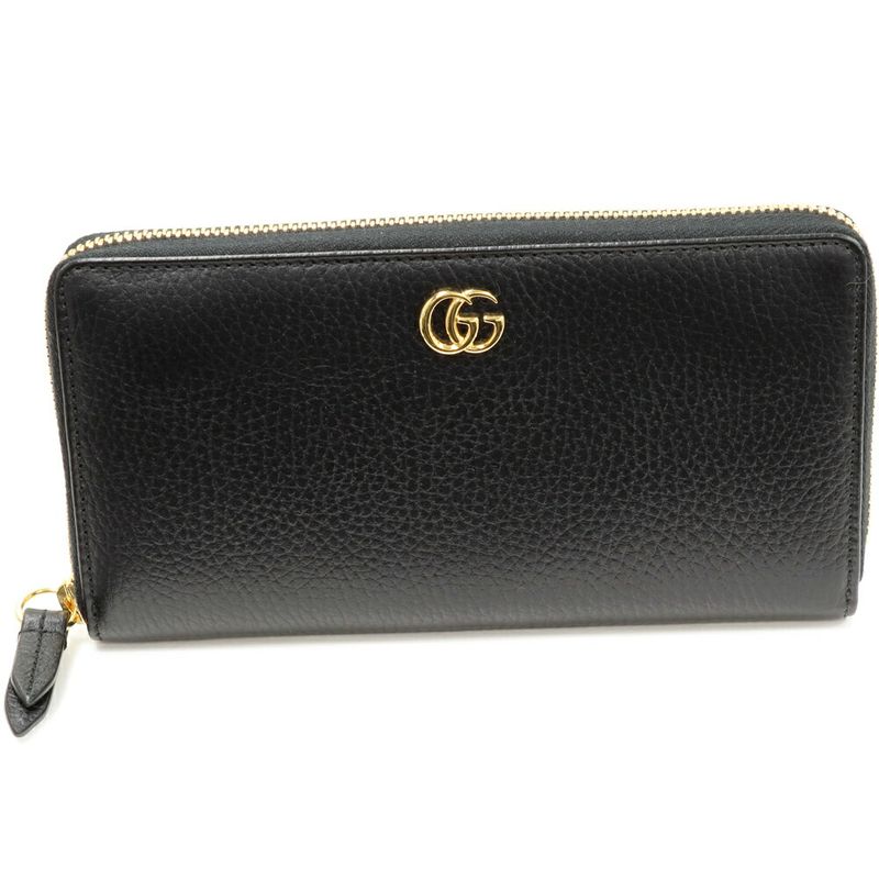 Gucci Round Zipper Long Wallet With Coin Purse GG Marmont Petit Marmont Zip