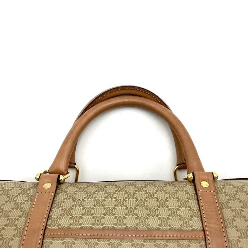 Celine M14 Handbag Mini Boston Macadam PVC Leather Beige Travel Vintage Ladies