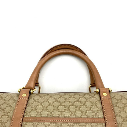 Celine M14 Handbag Mini Boston Macadam PVC Leather Beige Travel Vintage Ladies