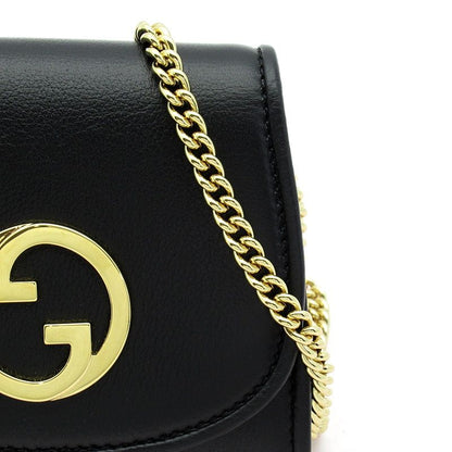 Gucci Blondi Chain Wallet 725219 Leather Women's Shoulder Bag Black Excellent