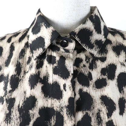 Saint Laurent Paris 465896 100% Silk Leopard Print Long-sleeved Shirt With