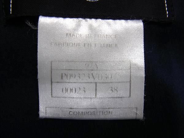 Chanel P09323 Coco Mark Wool Long Jacket Size 38 Clothing Women's Navy Fm0718