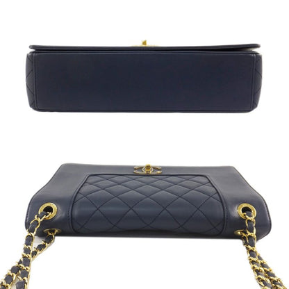 Chanel Matelasse Mademoiselle Chain Shoulder Bag Navy Gold Hardware