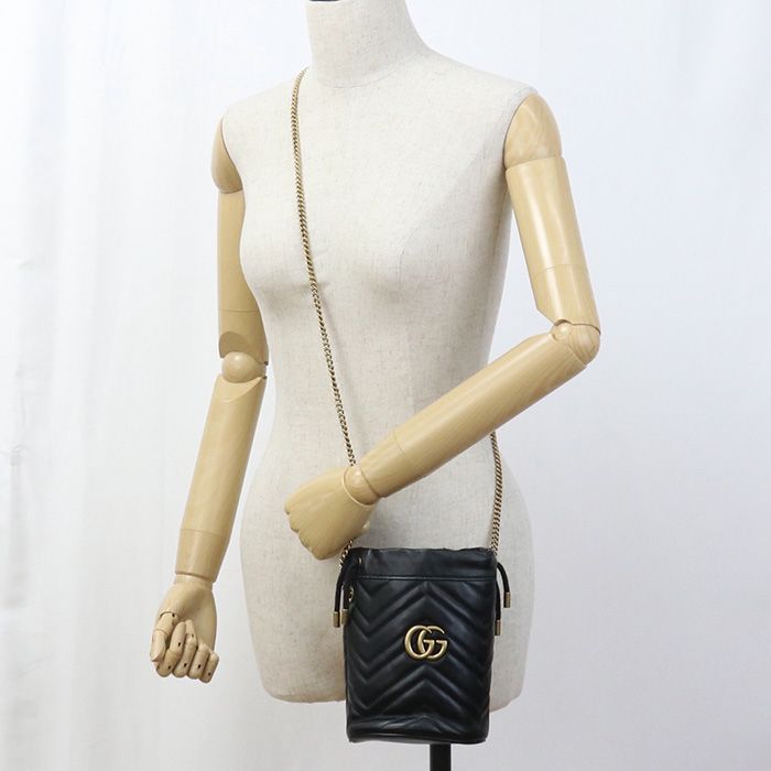 Gucci Small Bucket Bag GG Marmont 575163 Dtdrt 1000 Crossbody Shoulder Bag