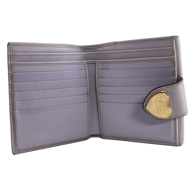 Gucci W Hook Wallet In GG Pattern 203549 Beige And Light Purple Leather