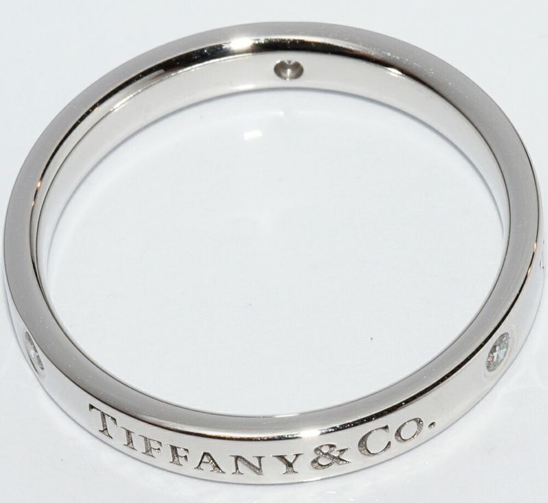 Tiffany & Co Ring Pt950 Diamond 3P (007ct) T&CO Band Ring Flat Band Ring Width