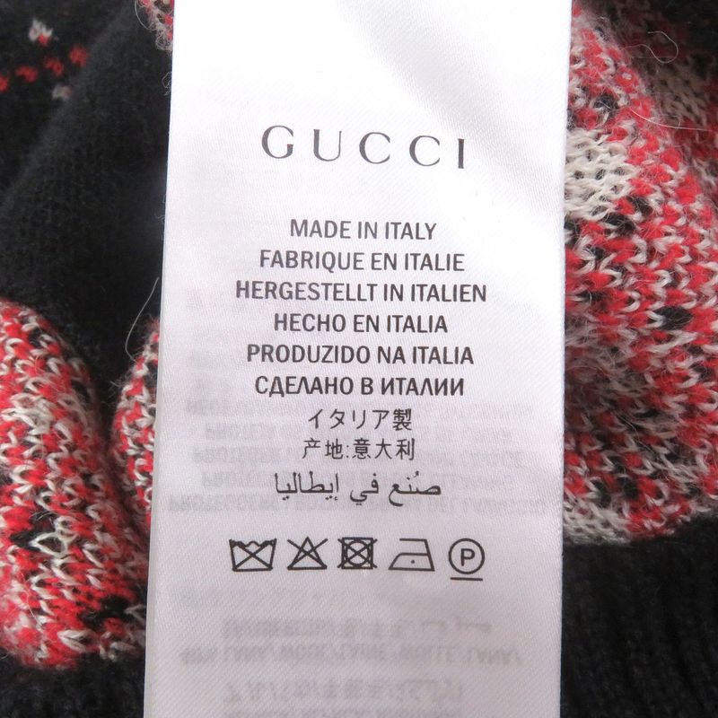 Gucci 543497 Alpaca-blend GG Diamond Argyle Knit Cardigan Sweater Black S Made