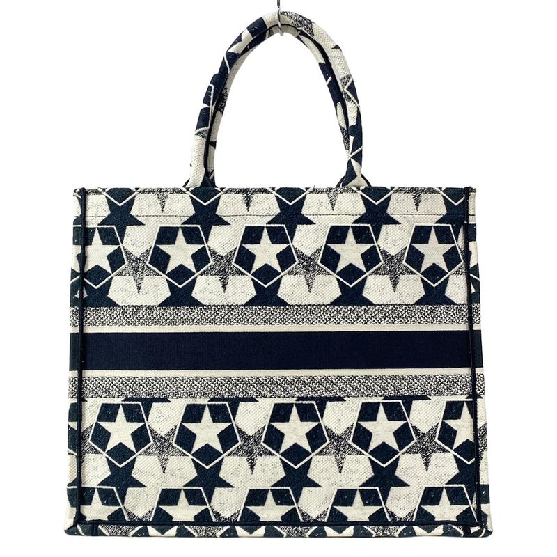 Dior/christian Dior Tote Bag Book Tote Large Bag Navy And White Star (star)