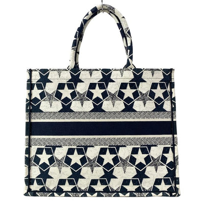Dior/christian Dior Tote Bag Book Tote Large Bag Navy And White Star (star)