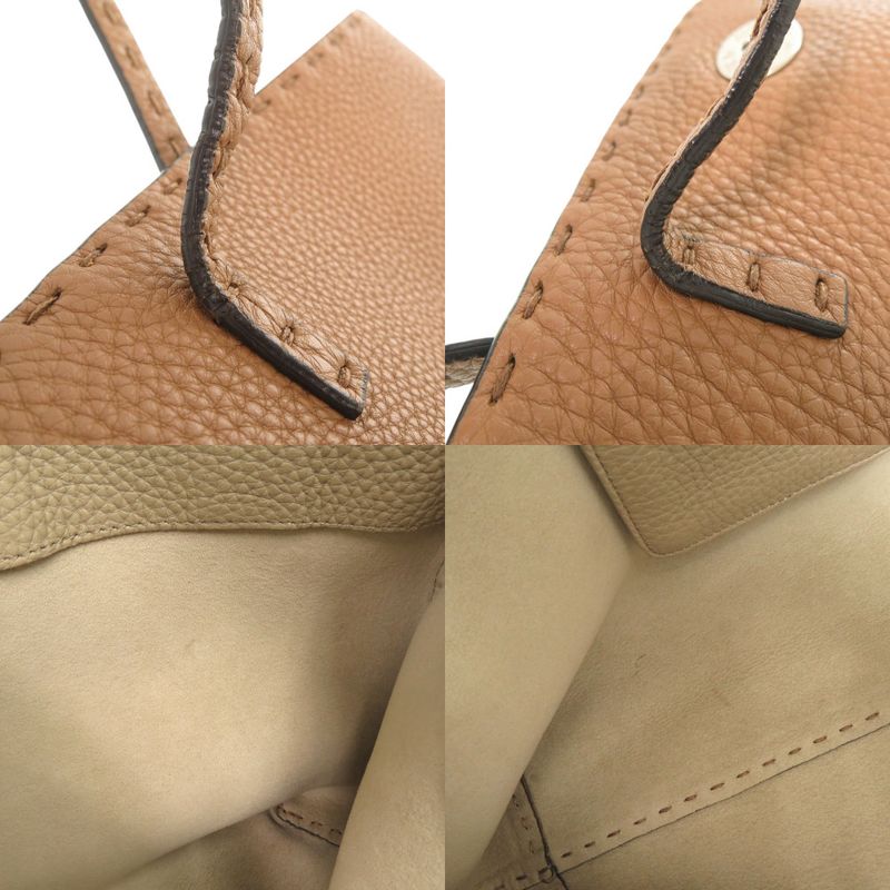 Fendi Selleria Carla Leather Brown Tote Handbag Brown 0024 Fendi