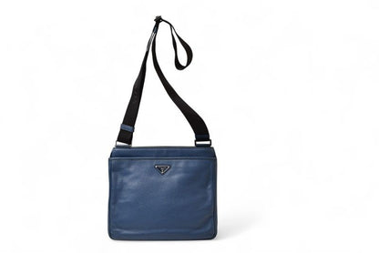 Prada Shoulder Bag Prada Cross Body Bag Vitello Daino Deerskin Navy Triangle
