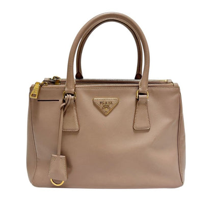 Prada Mini Tote Bag Galleria Pink Beige Triangle Logo Triangle Logo 2way