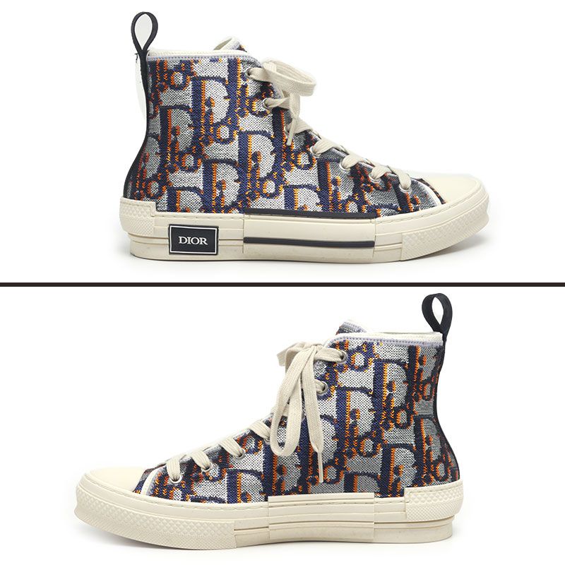 Dior B23 Sequined High Cut Sneakers Size 42 Silver