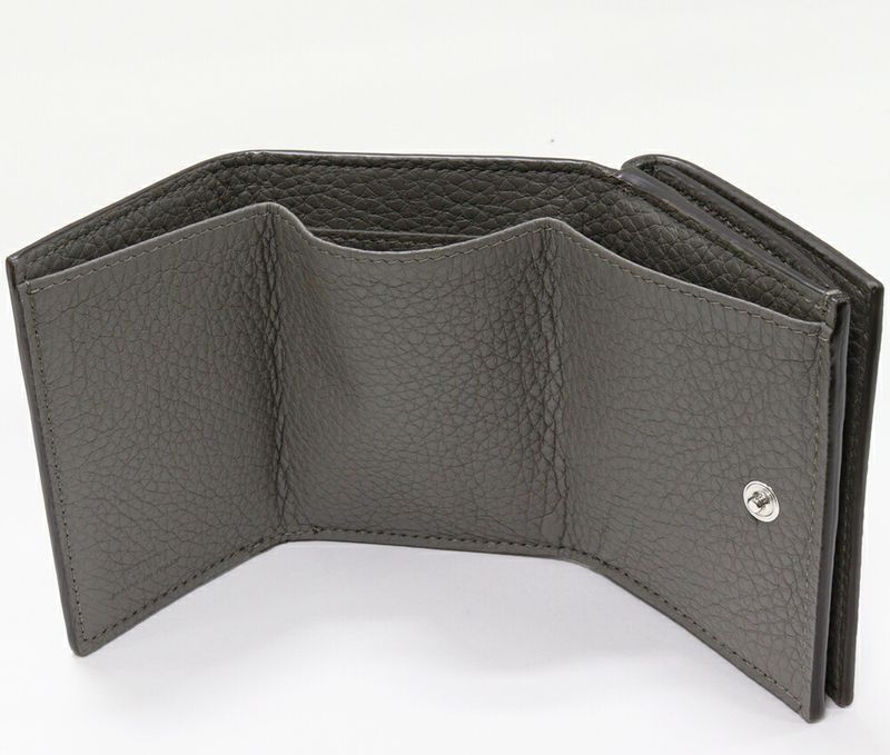 Fendi Trifold Wallet With Coin Purse FF Bucket Calf Grey 7m0280 AG0L F0qa1