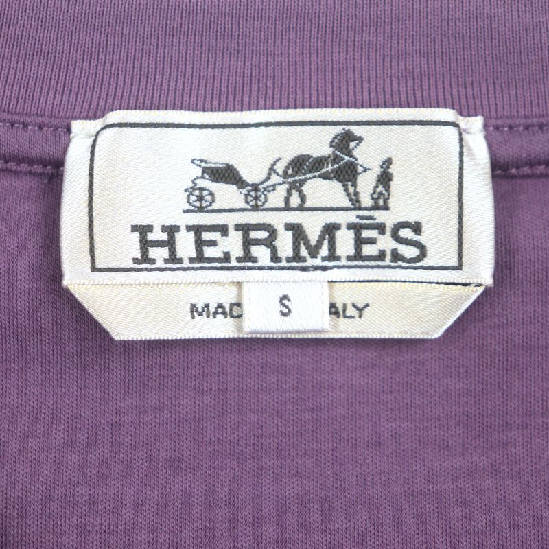 Hermes 24SS H467950ha 100% Cotton Saddle Stitch Crew Neck Short Sleeve Short
