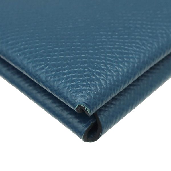 Hermes Clutch Bag Pochette Calvi MM Vaux Epson Corvair Silver Hardware Blue