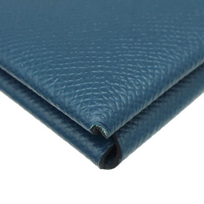 Hermes Clutch Bag Pochette Calvi MM Vaux Epson Corvair Silver Hardware Blue