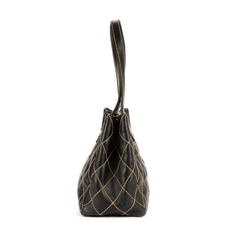 Chanel Wild Stitch Medium Tote Black Wild Stitch Lamb Skin A