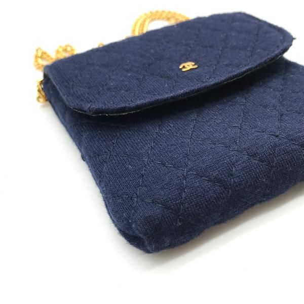 Chanel Mini Quilted Cotton Chain Bag Navy