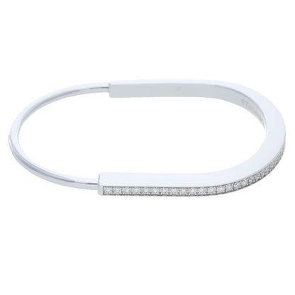 Tiffany & Co Tiffany & Co Lock Narrow 18K White Gold Diamond Bangle Ladies M