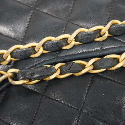 Chanel Shoulder Bag Matelasse Lambskin Black Gold Hardware Women
