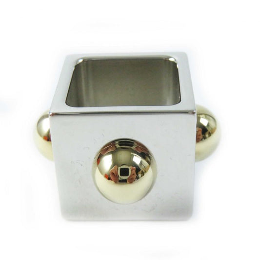 Hermes Metal GP Cube Scarf Ring Gold Silver With Box And Storage Bag Made In