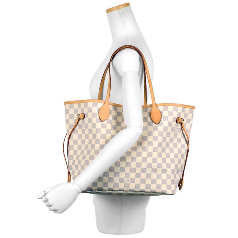 Louis Vuitton Neverfull MM Tote Bag Damier Azure N51107 White Sp4079 Women