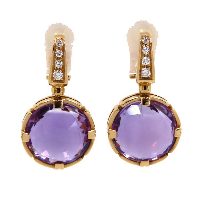 Bvlgari Bulgari Parentesi Amethyst Cocktail Earring Or855246 18K Pink Gold 750