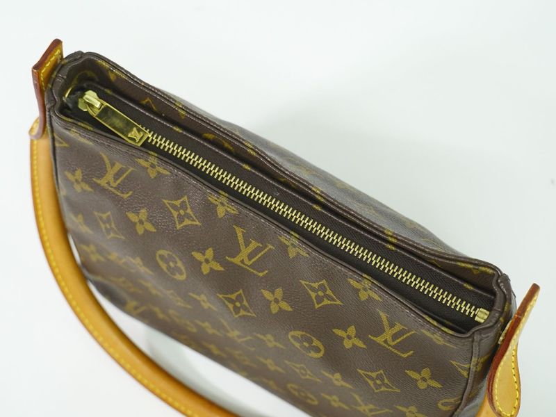 Authentic Louis Vuitton LV Looping MM Monogram Shoulder Bag Handbag Brown