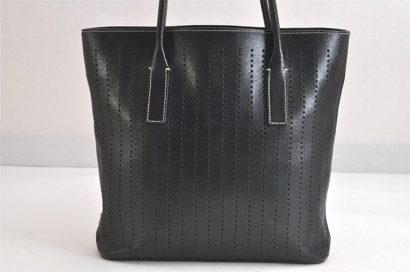 Prada Vintage Leather Hand Tote Bag Purse Black 3034n