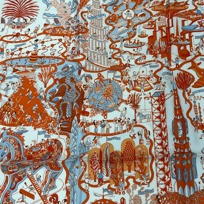 Hermes Scarf Carre 90 Exposition Universelle Silk With Orange Box