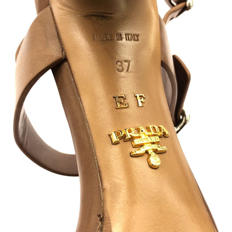 Prada Strap Leather Sandals Brown 37