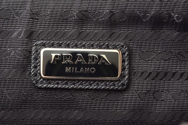 Prada Clutch Bag Travel Pouch Men's Prada Saffiano Patch Patchwork Black Azzurro