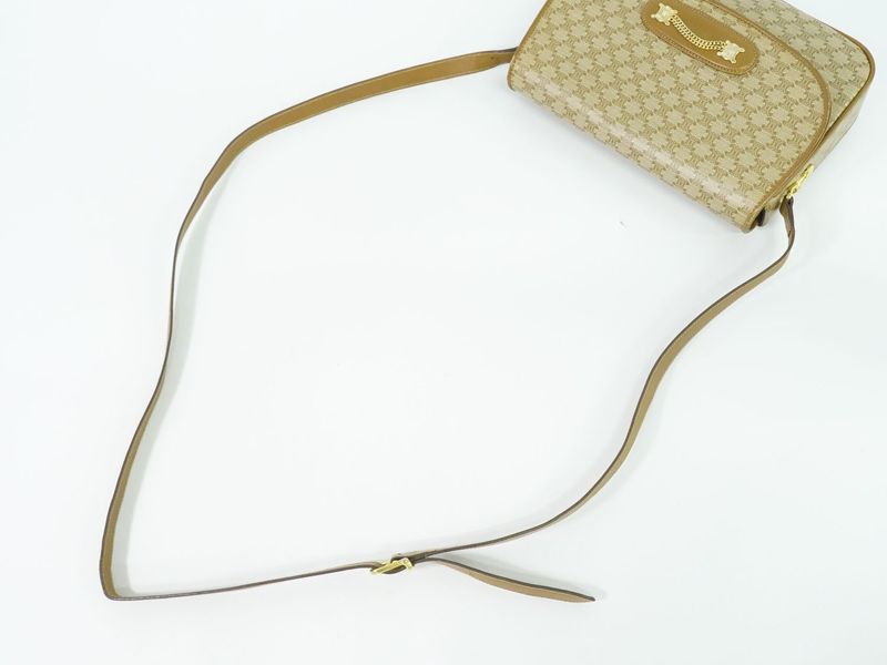 Authentic Celine Macadam Shoulder Bag Pochette PVC Beige Macadam Bag Pre-owned