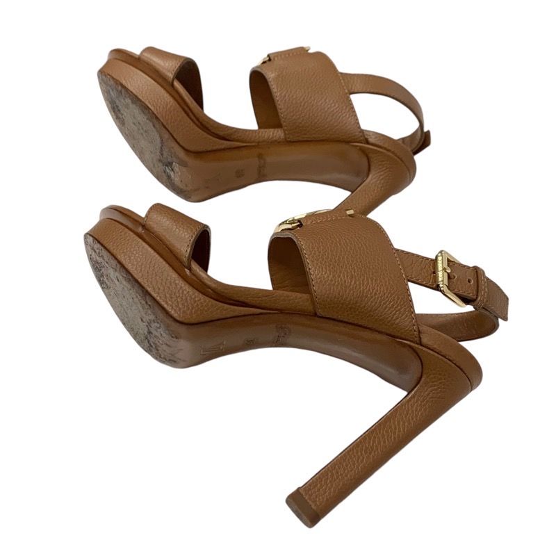 Louis Vuitton Lock It Line Sandals Shoes Leather Brown Gold Lvhardware Strap