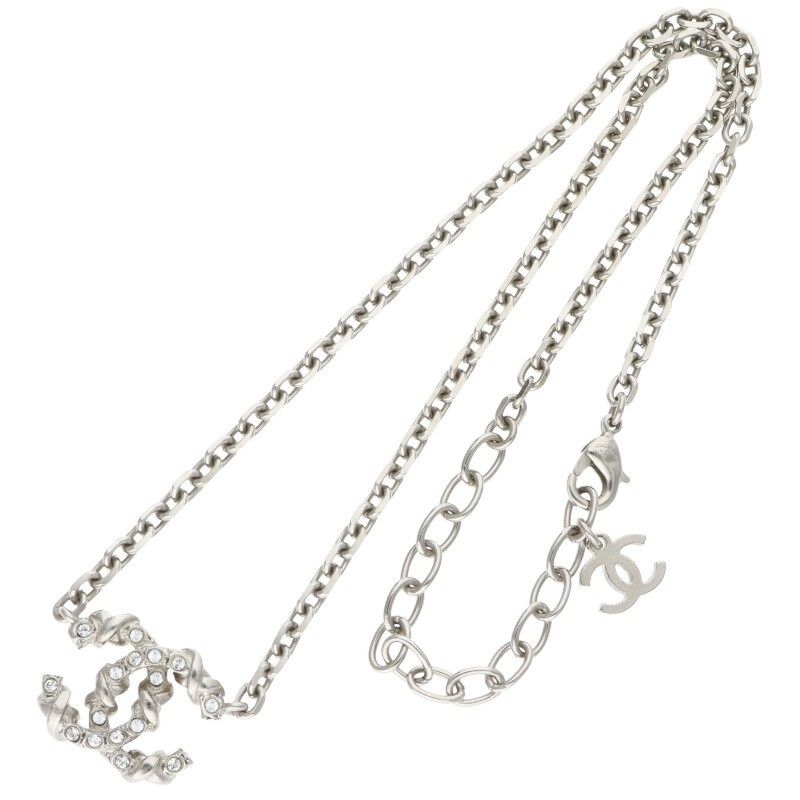 Chanel Coco Mark Silver Necklace Women