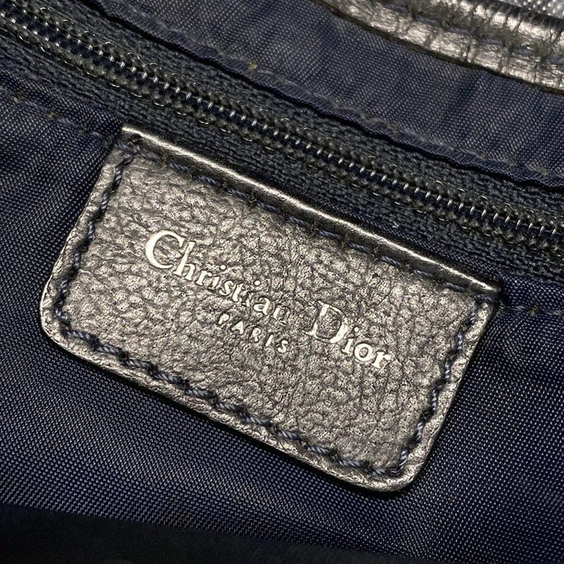 Dior/christian Dior Shoulder Bag Saddle Bag Navy Black And Orange Leather