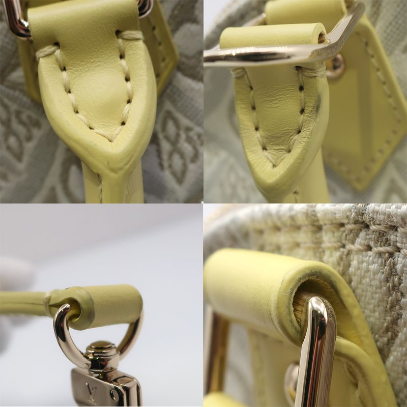 Louis Vuitton Alma BB M53476 Canvas Leather Light Gray Yellow Handbag