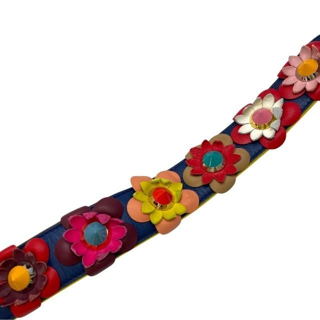 Fendi Strap You Long Shoulder Strap Bag Accessories Flower Motif Studs Leather
